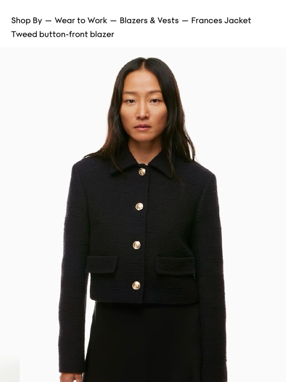 Babaton Frances Tweed Cropped Blazer Jacket - Black